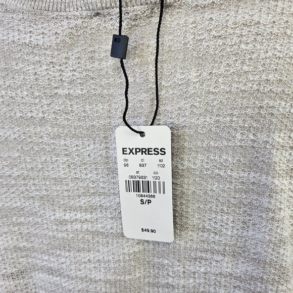 NWT Express Size S Gray Knit Cold Shoulder 3/4 Cutout Sleeve Tunic Top Round Hem - Picture 6 of 9